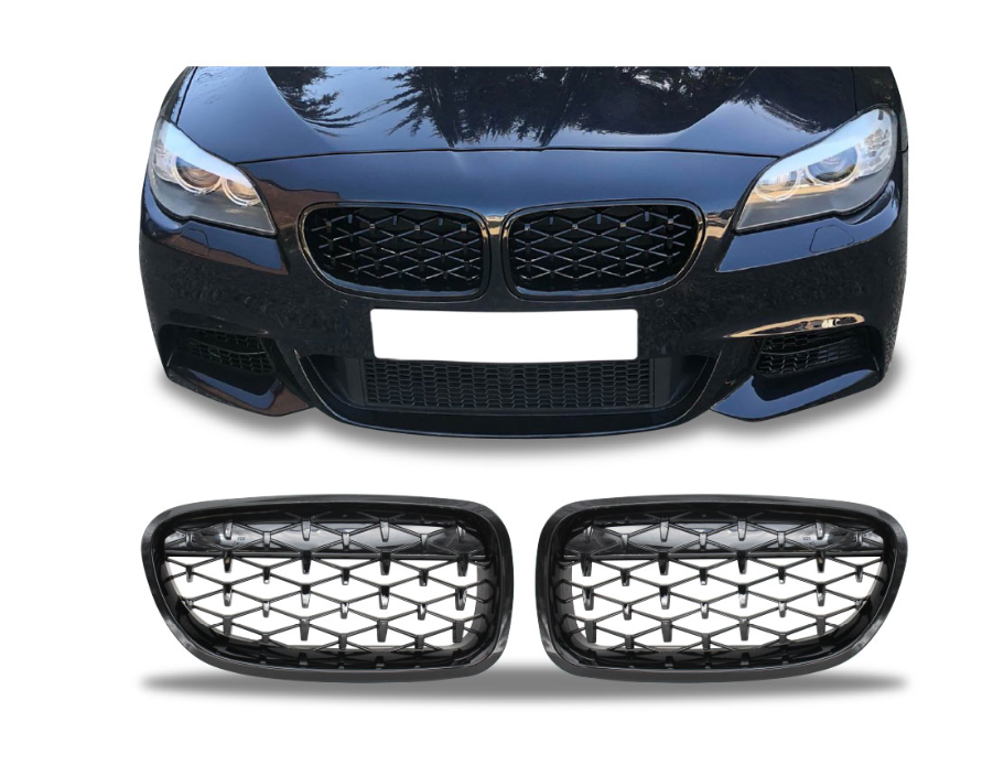 F10 Diamond Black Kidney Grille Set 2011-2016