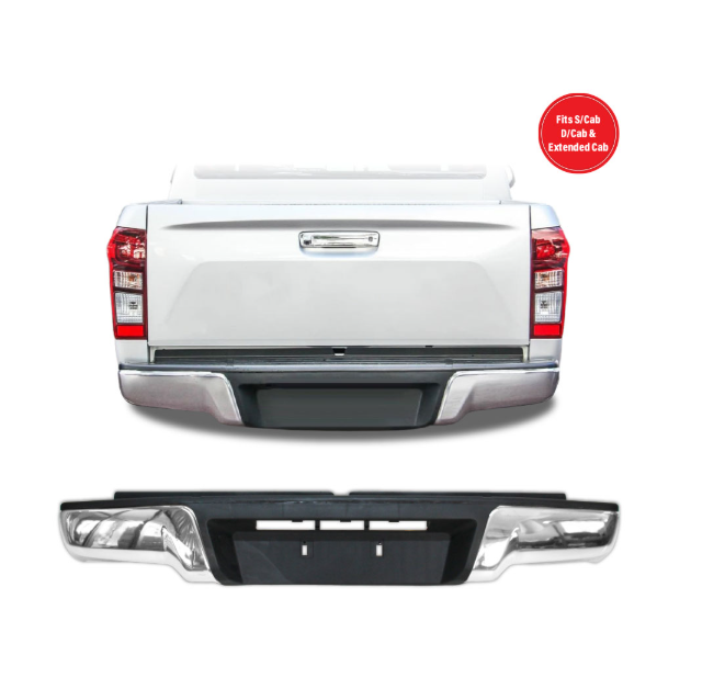 Isuzu D-Max Rear Steel Bumper 2012-2021 - Chrome
