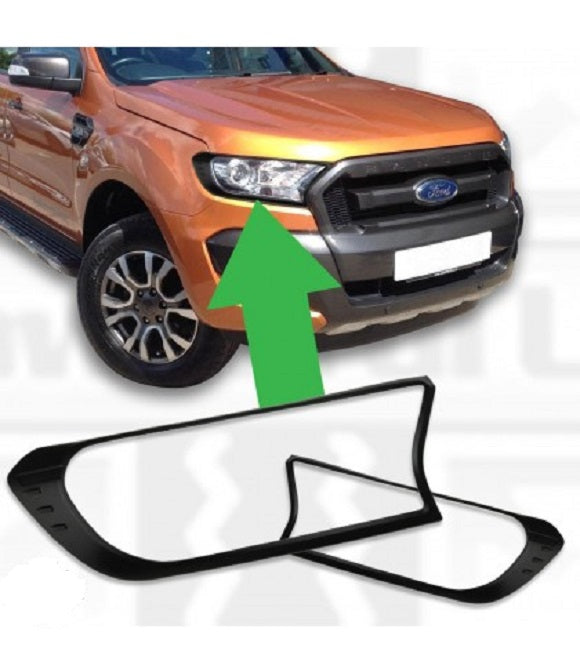 Ford Ranger Black Headlight Trim Set 2016-2022