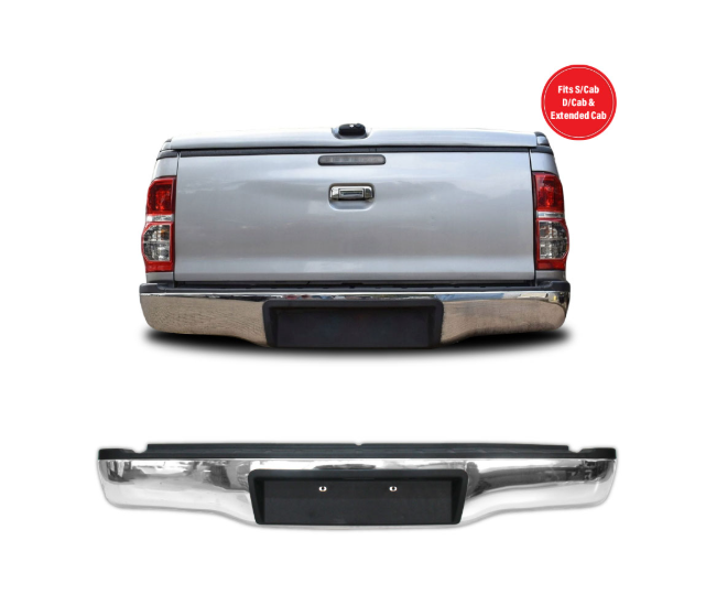 Toyota Hilux Rear Steel Bumper 2005-2015 - Chrome