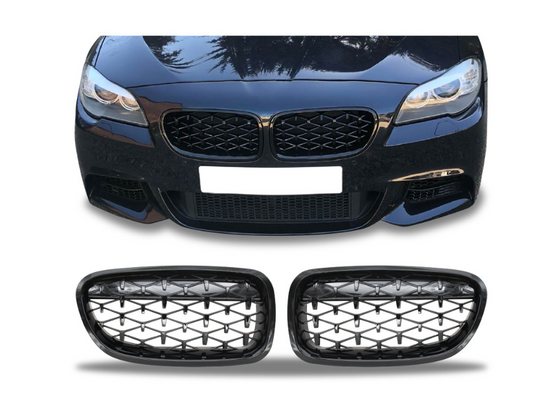 F10 Diamond Black Kidney Grille Set 2011-2016