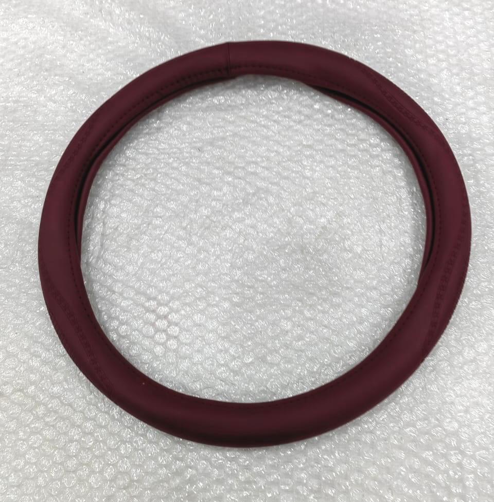 Steering Wheel Leather Cover - Maroon