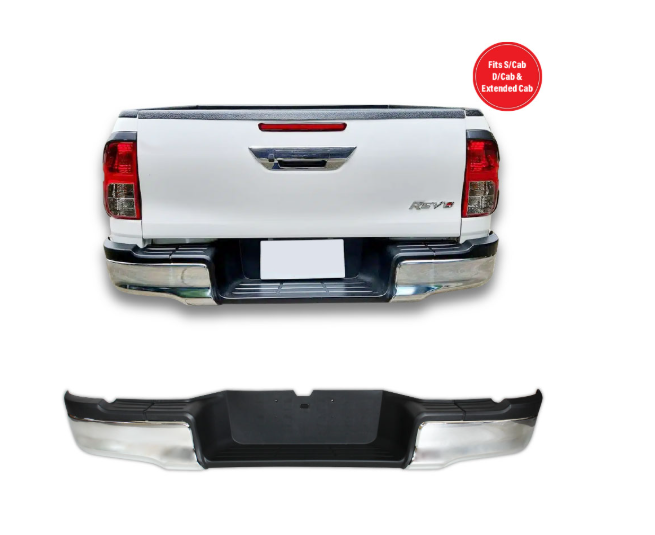 Toyota Hilux Steel Rear Bumper 2016-2025 - Chrome