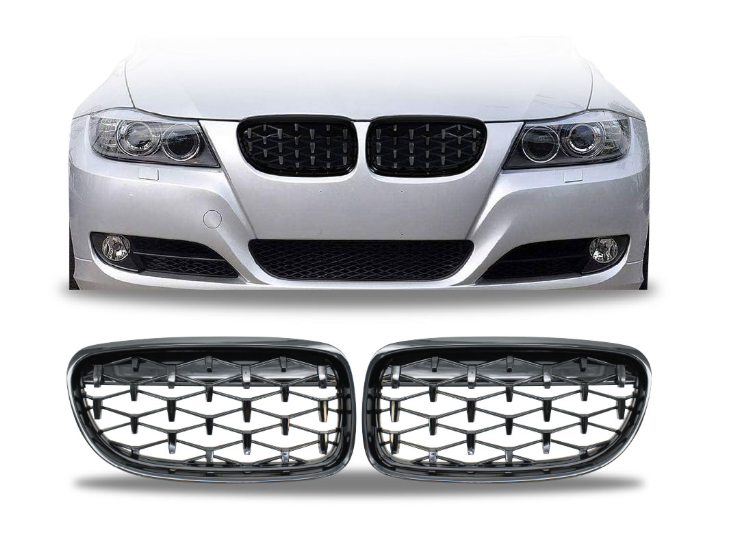 E90 Diamond Grille Set 2009+ Gloss Black