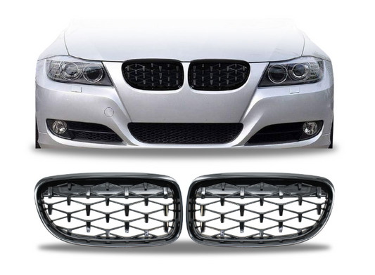 E90 Diamond Grille Set 2009+ Gloss Black