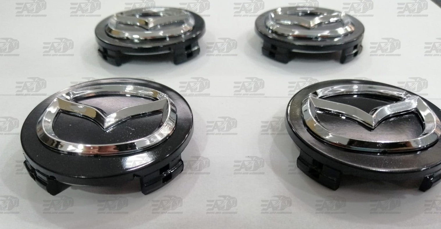Mazda gloss black center cap set 58mm