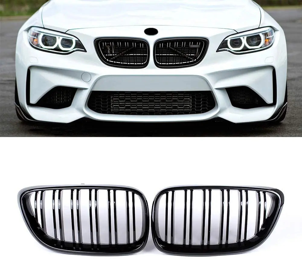 F22 Dual Slat Gloss Black Kidney Grilles