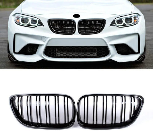 F22 Dual Slat Gloss Black Kidney Grilles